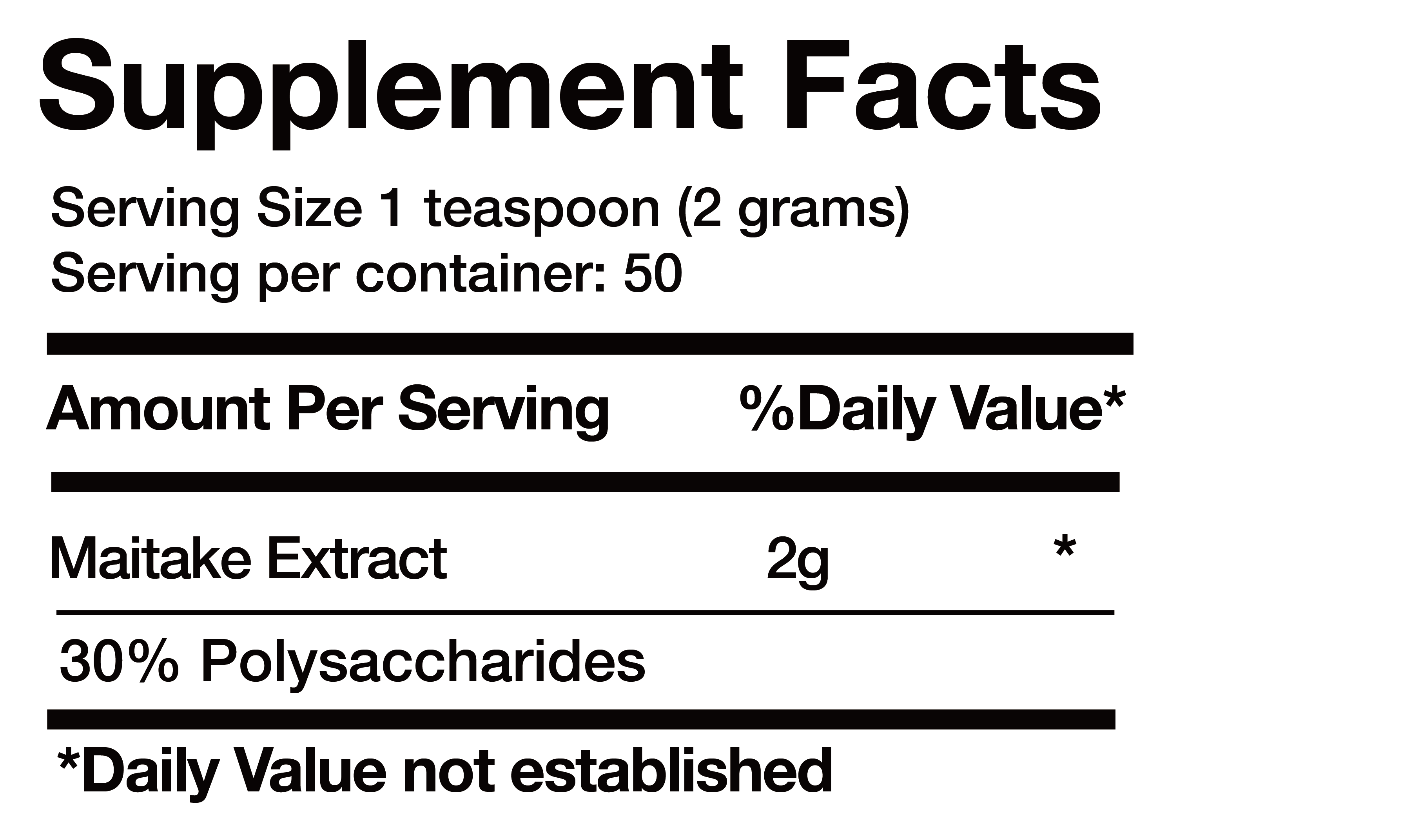 Extracto de Maitake (Maitake Extract) nutrition facts